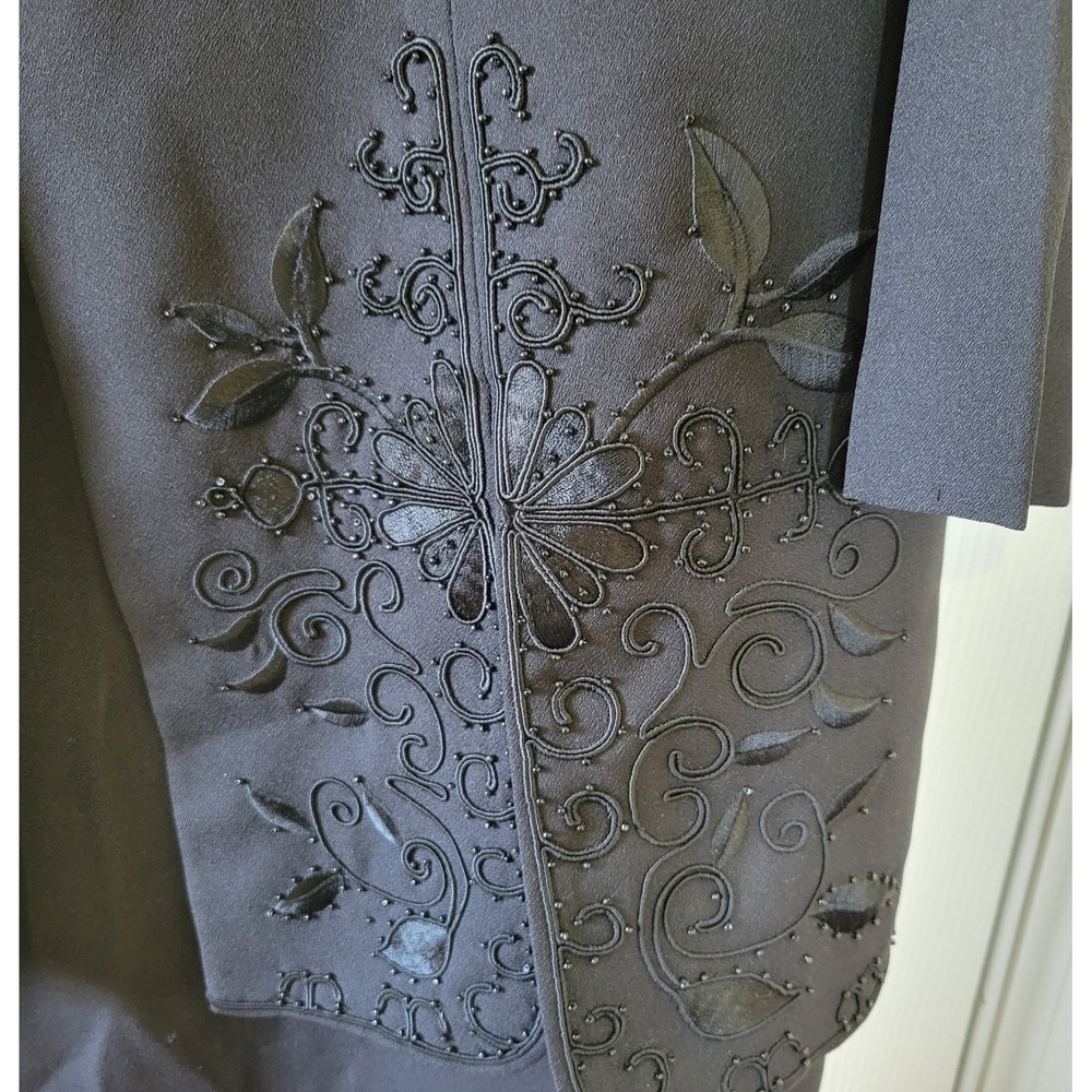 Studio I Womens Black Embroidered Beaded Dress Jacket Look Size 16 Formal 40227 - Picture 3 of 8